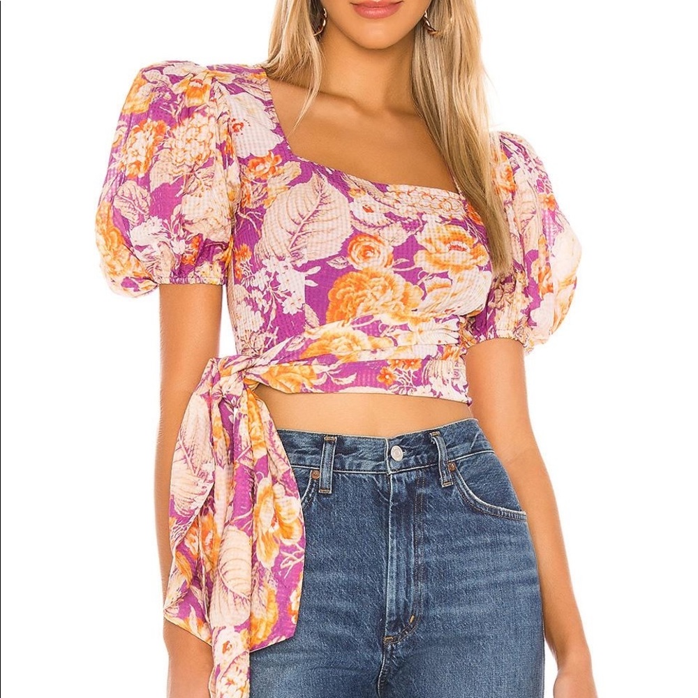 Hemant & Nandita X Revolve Della Side Cascade Blouse Medium